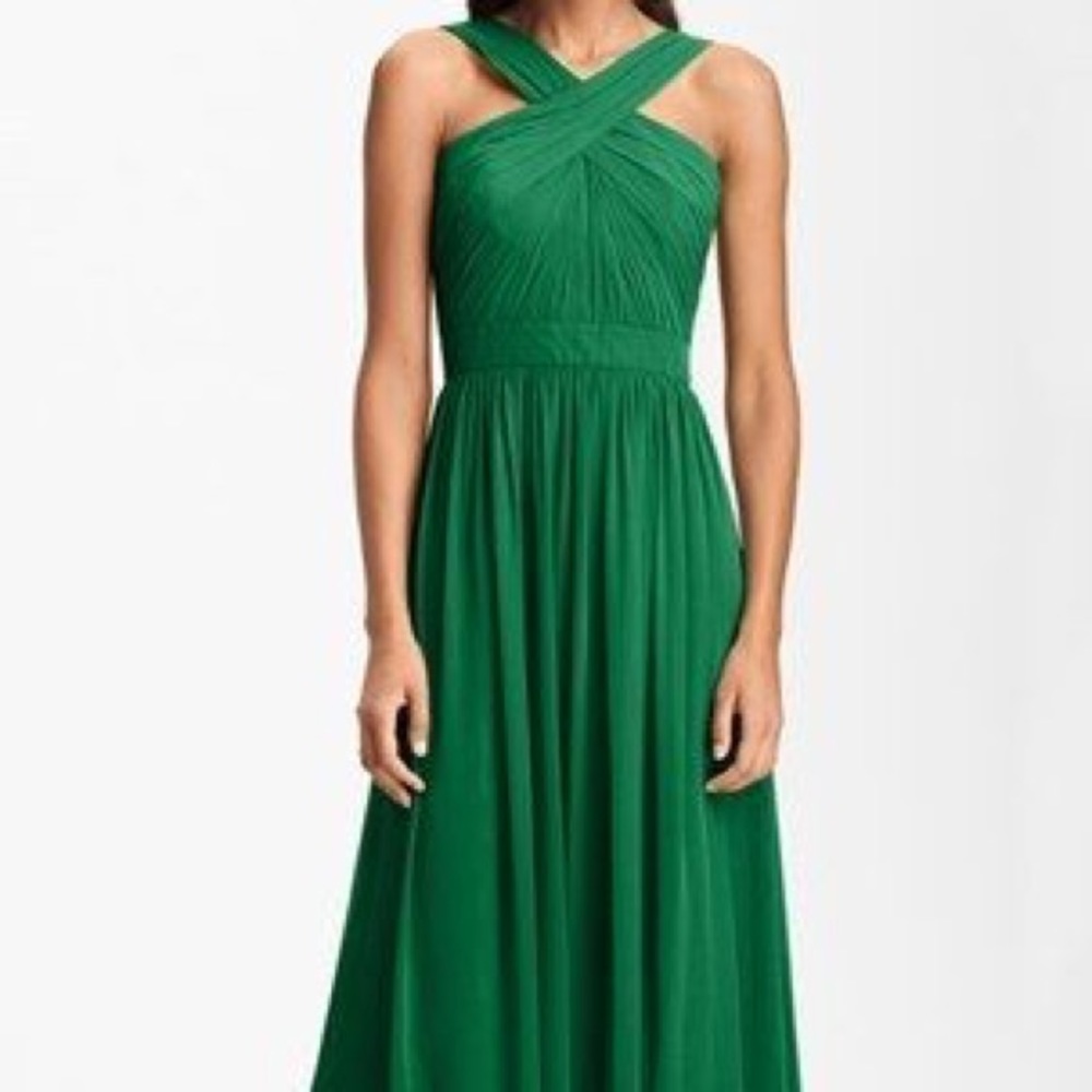 kelly green floor length gown