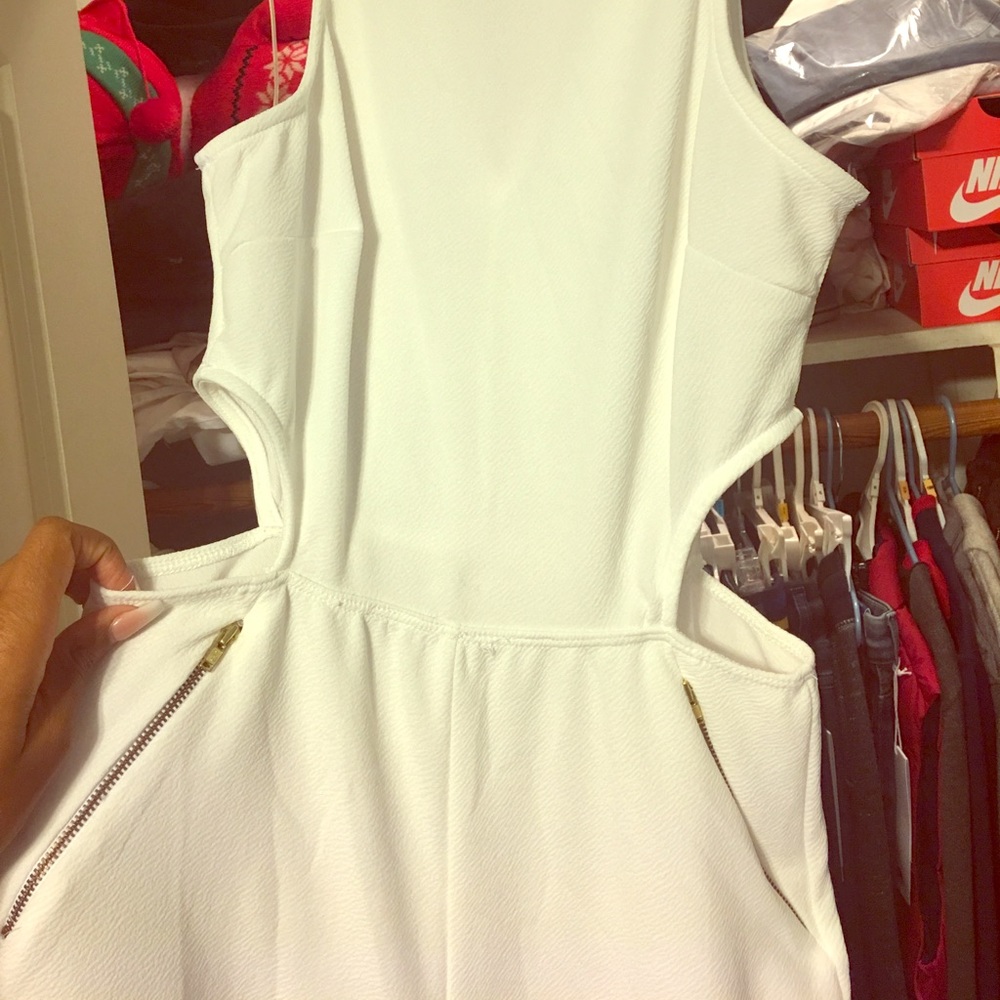 White Open Sides Wide Leg Jumpsuit
