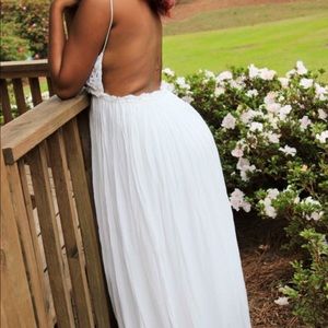 White Open Back Maxi Dress