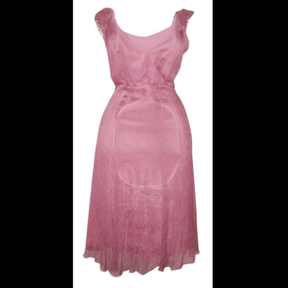 BCBG Pink Dust Rose Silk Cap Sleeve Silk Sz 4