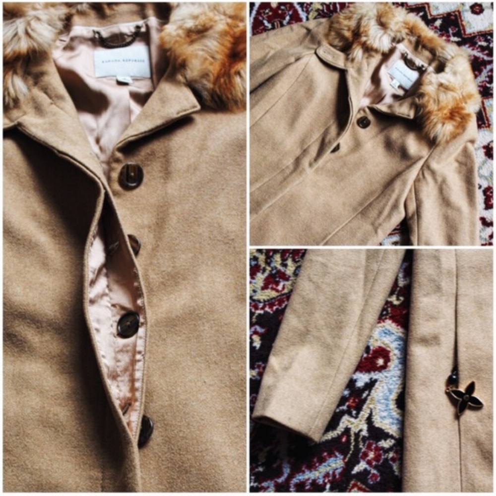 NEW | Banana Republic Long Wool Coat *Fur Collar - Picture 2 of 5