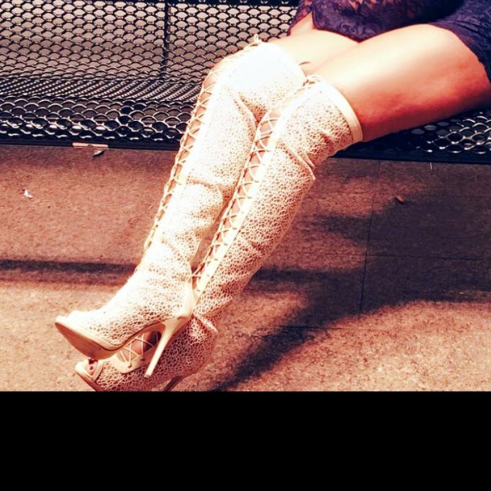 Thigh High Boots Cream