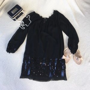 Sheer Chiffon Dress with Geometric Sequin Detail