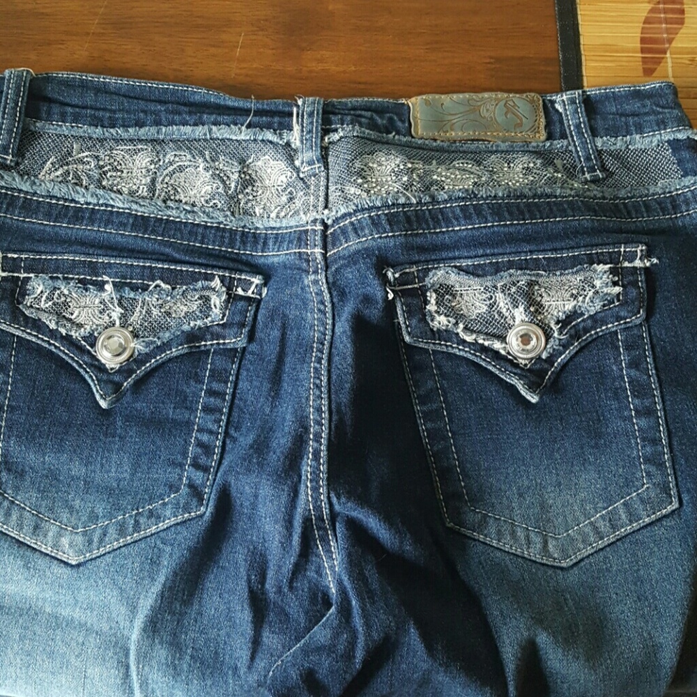 Rhinestone and Lace Boot Cut Jeans