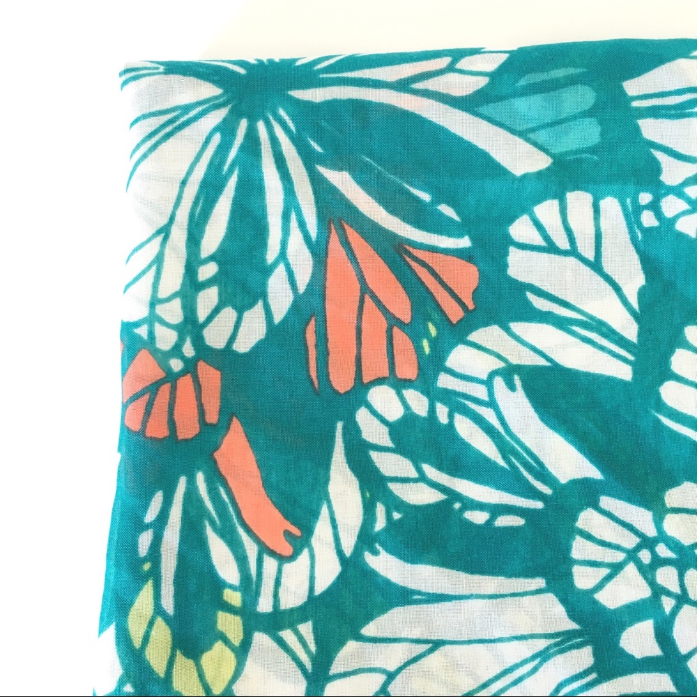 H&M large square scarf butterfly floral print