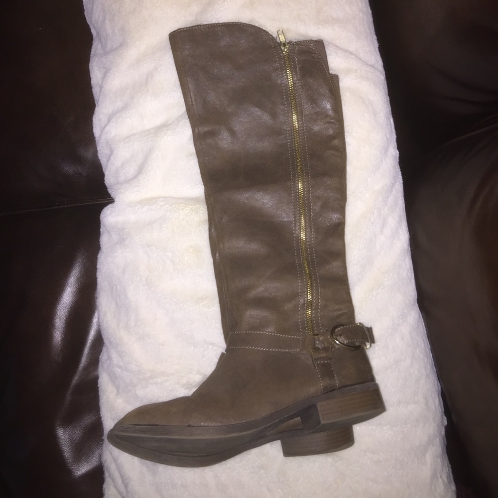 suede tall boots with buckle