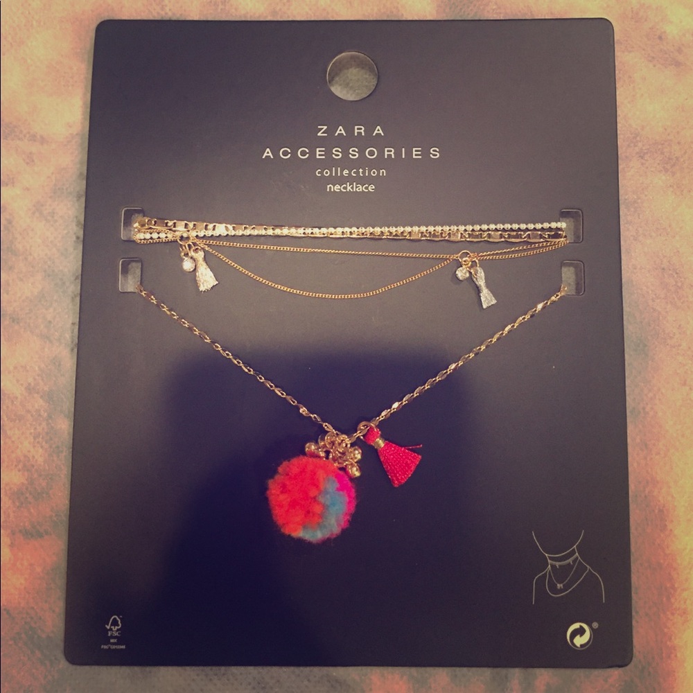 ZARA layering POM POM necklace only