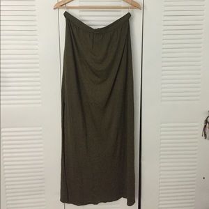 Army green Maxi skirts with side slits