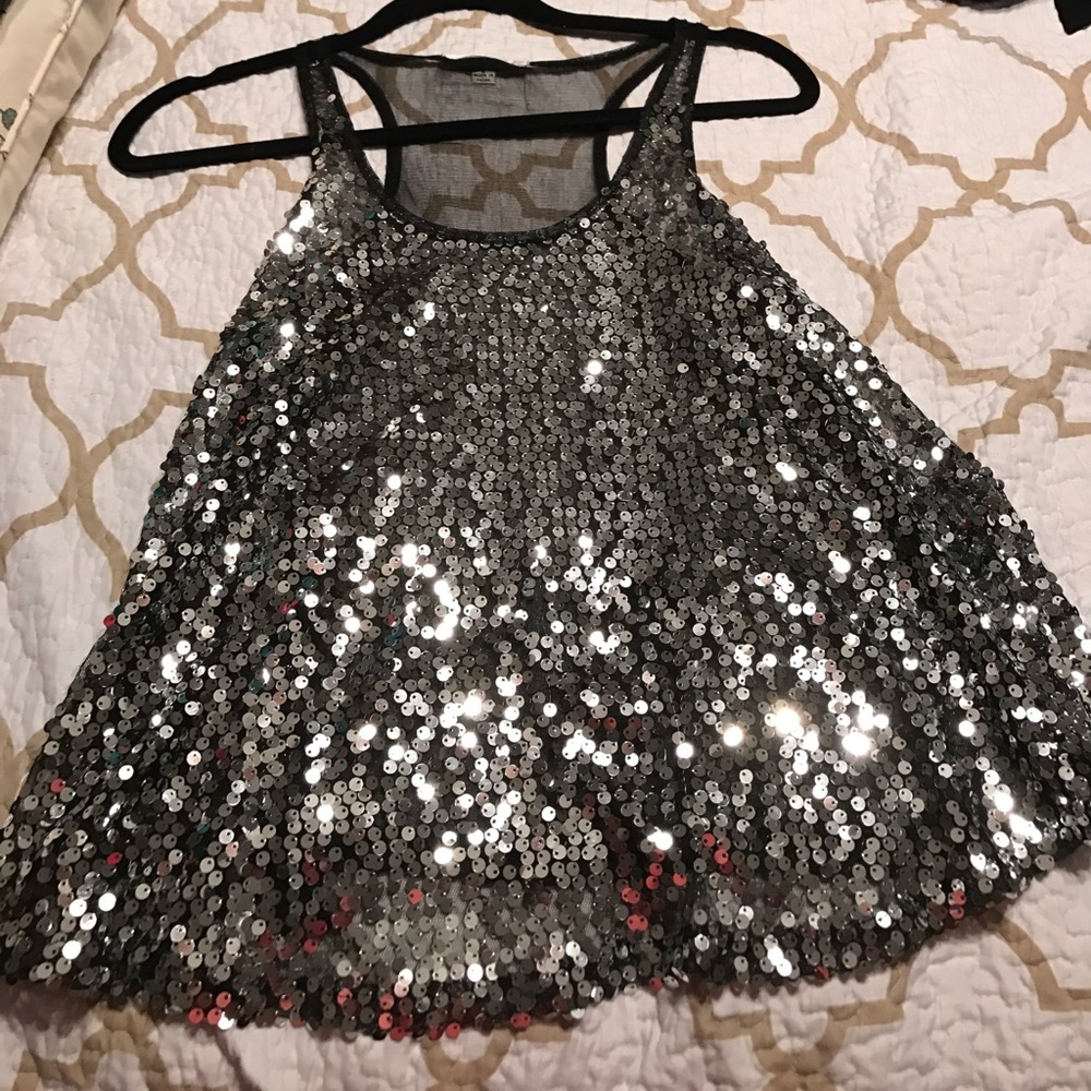Black and silver mess beaded top.
