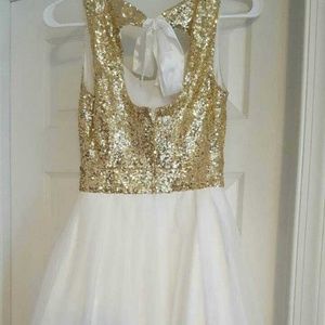 B Darlin gold and white dress