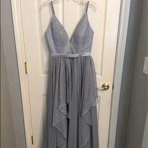 Spaghetti strap long, grey chiffon dress