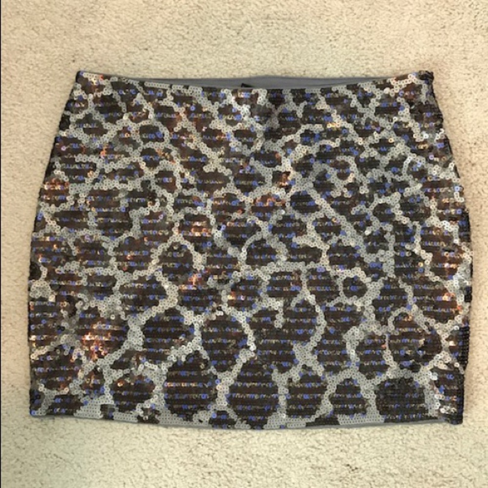 Snake print sequin skirt