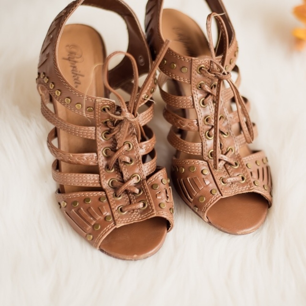 Paprika caged heels