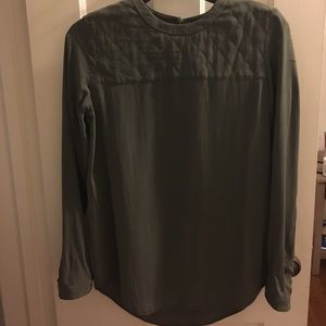 madewell quilted silk blouse