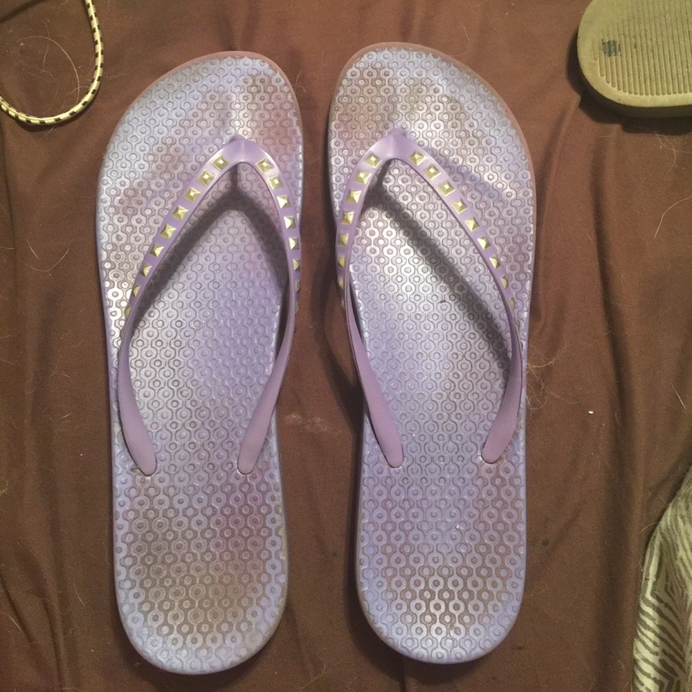 Purple flip flops