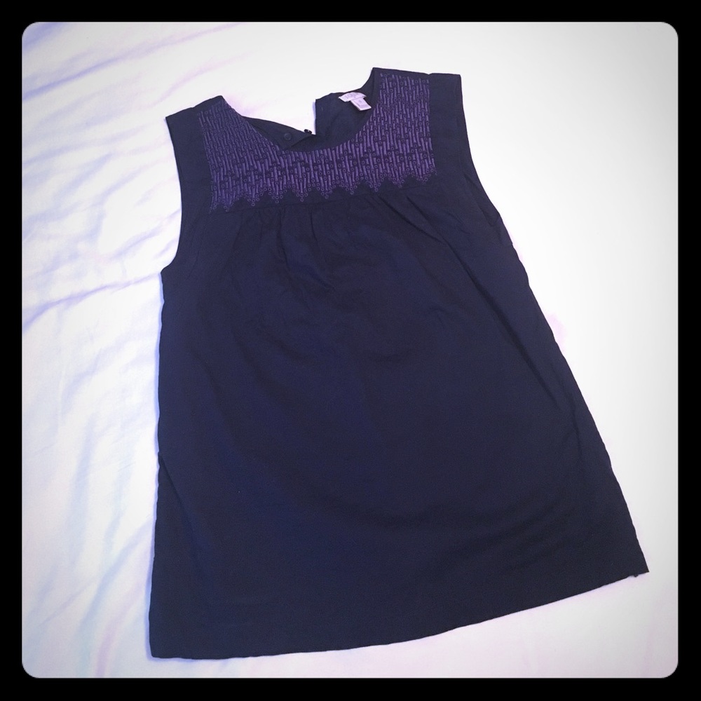 JCrew navy sleeveless blouse