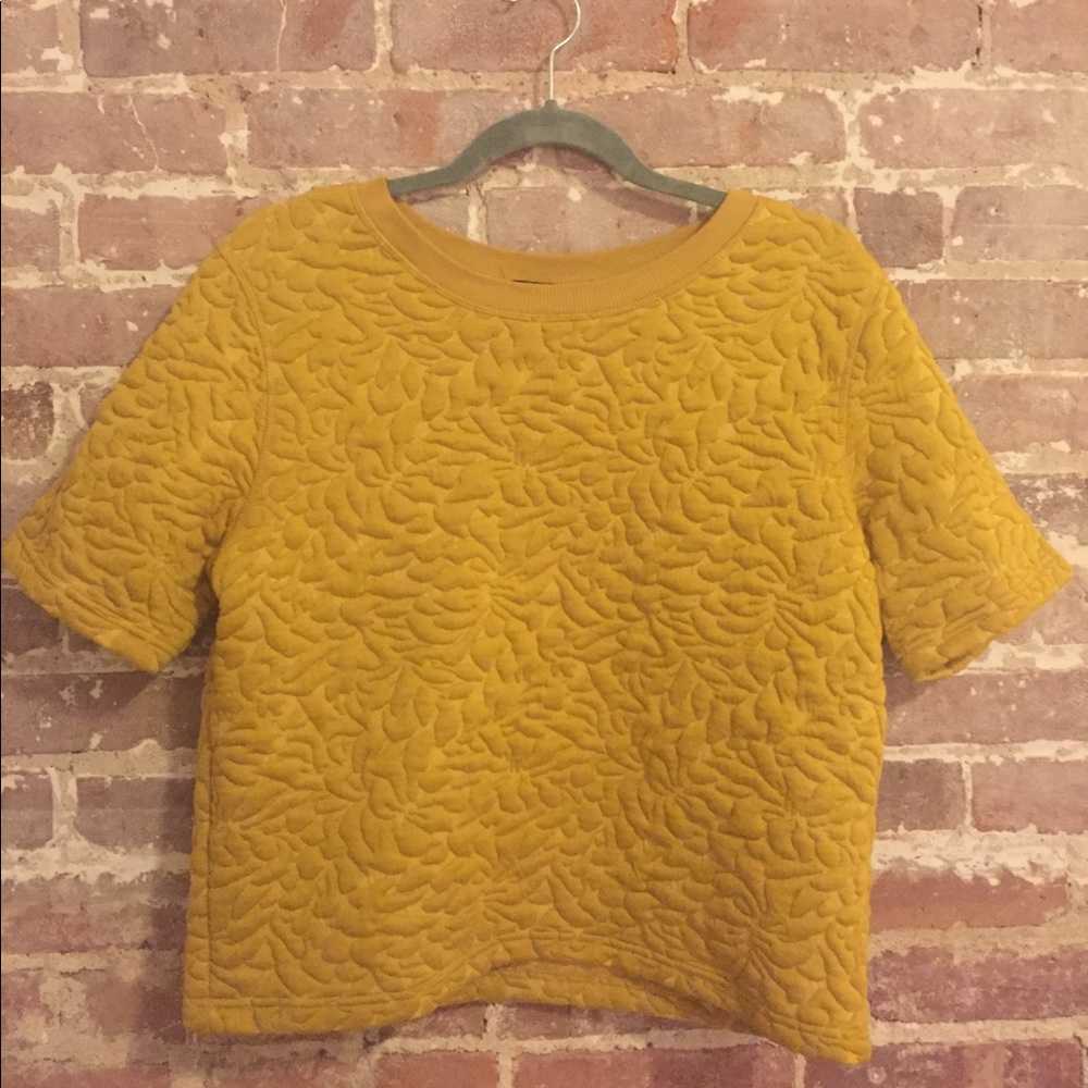 H&M Mustard Cropped Short Sleeve Sweatshirt