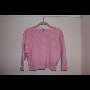 pink and white striped puma shirt