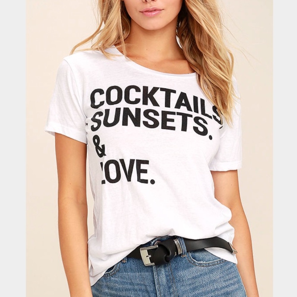 Chaser Cocktails Sunsets and Love Tee