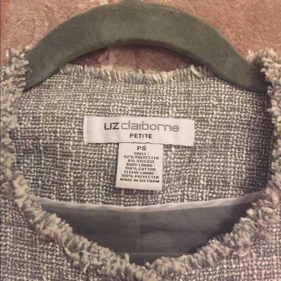 Liz Claiborne Petite Small Grey Tweed Blazer - Picture 2 of 4