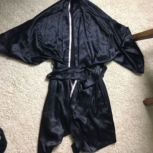 Victoria's Secret Black Satin Kimono