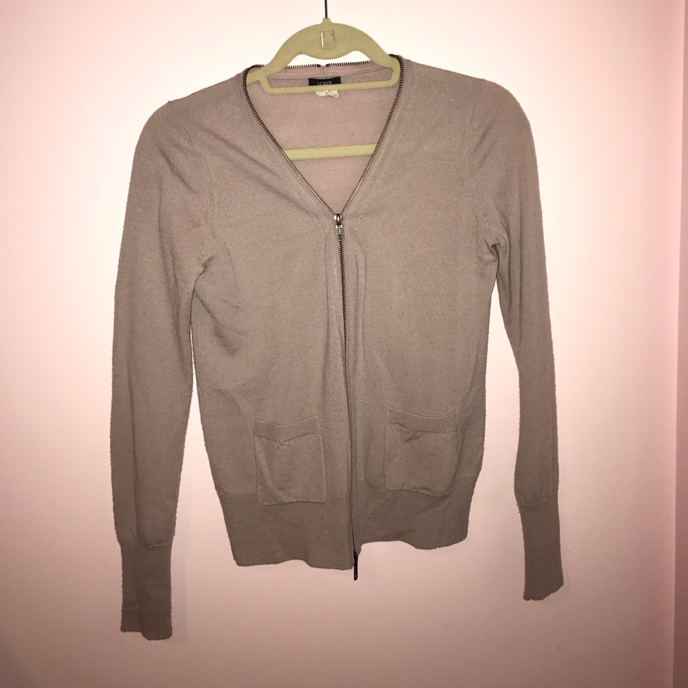 Light purple J Crew zip up wool sweater!