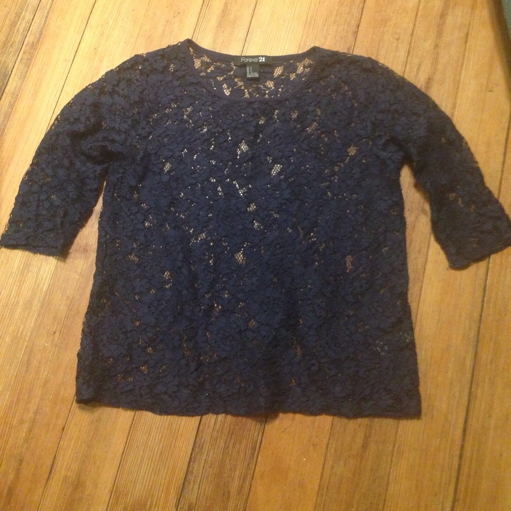 Navy lace blouse good condition