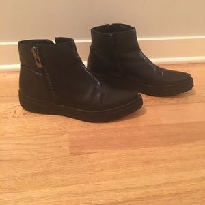 Black leather booties