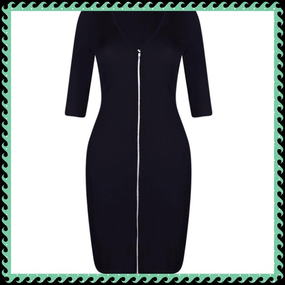 NWT💥Soft & Stretchy Ribbed Black Zip Dress💥 - Picture 3 of 4