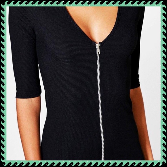 NWT💥Soft & Stretchy Ribbed Black Zip Dress💥 - Picture 4 of 4