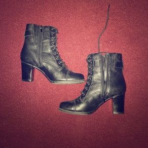 Leather side zip boots