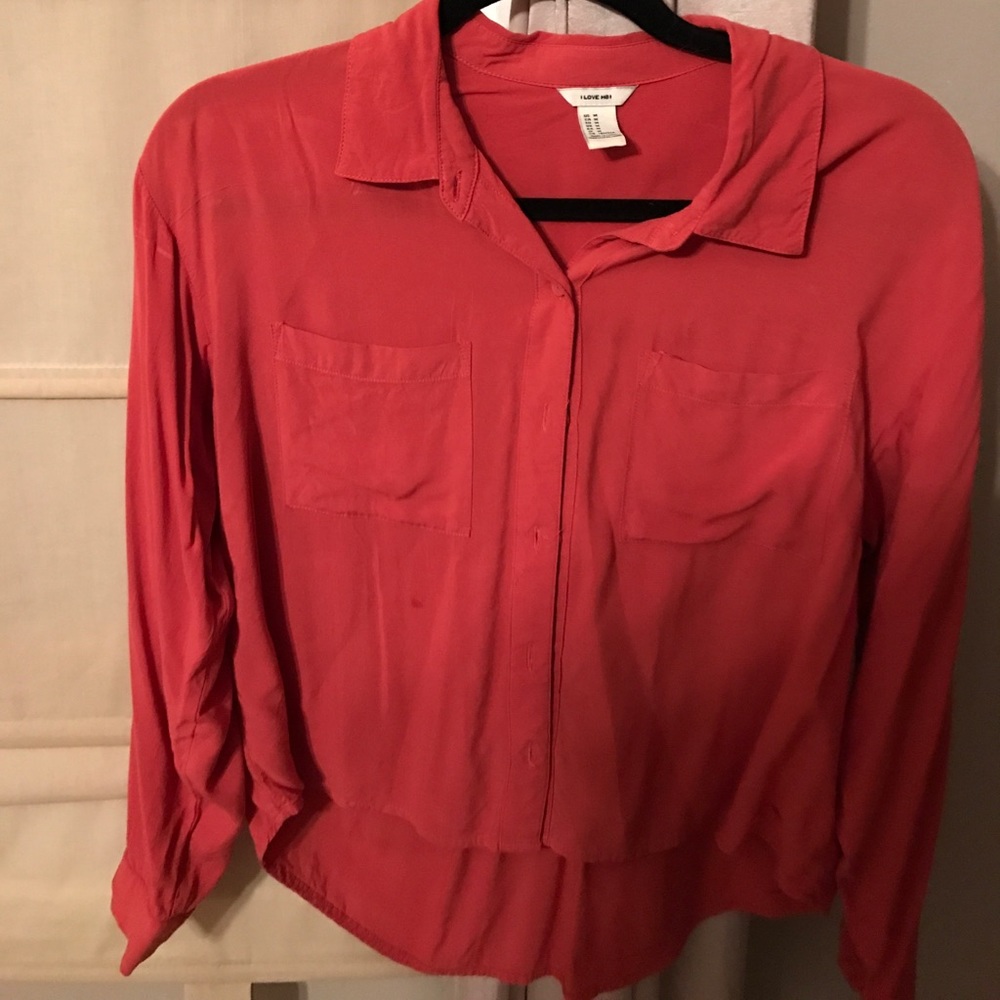 High low button up blouse