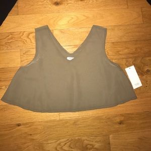 Olive Green Flowy Crop Top