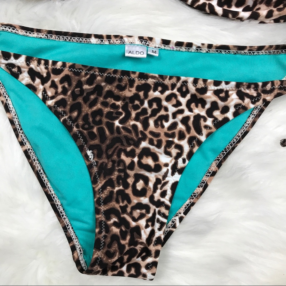 Aldo brown cheetah leopard strapless bikini set - Picture 2 of 8