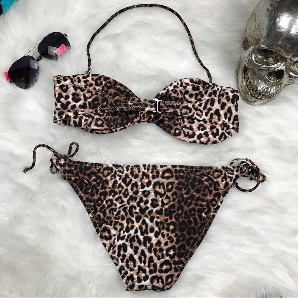 Aldo brown cheetah leopard strapless bikini set - Picture 6 of 8