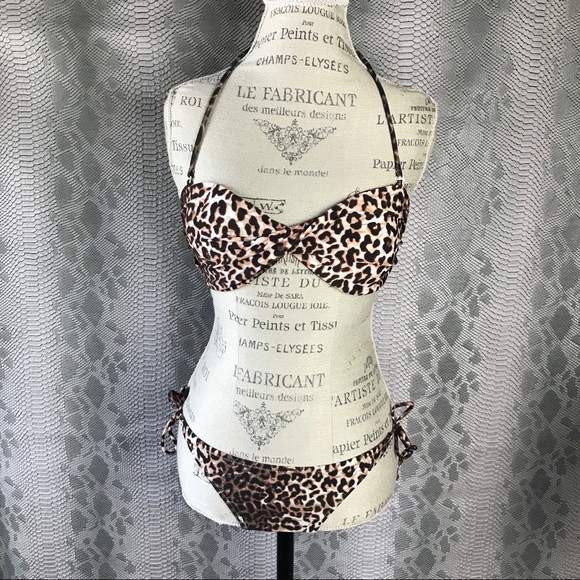 Aldo brown cheetah leopard strapless bikini set - Picture 3 of 8