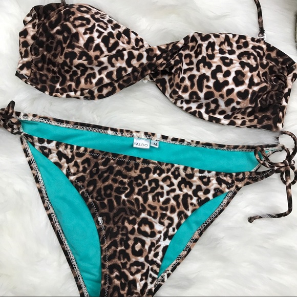 Aldo brown cheetah leopard strapless bikini set - Picture 5 of 8