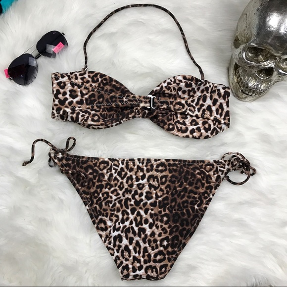 Aldo brown cheetah leopard strapless bikini set - Picture 6 of 8