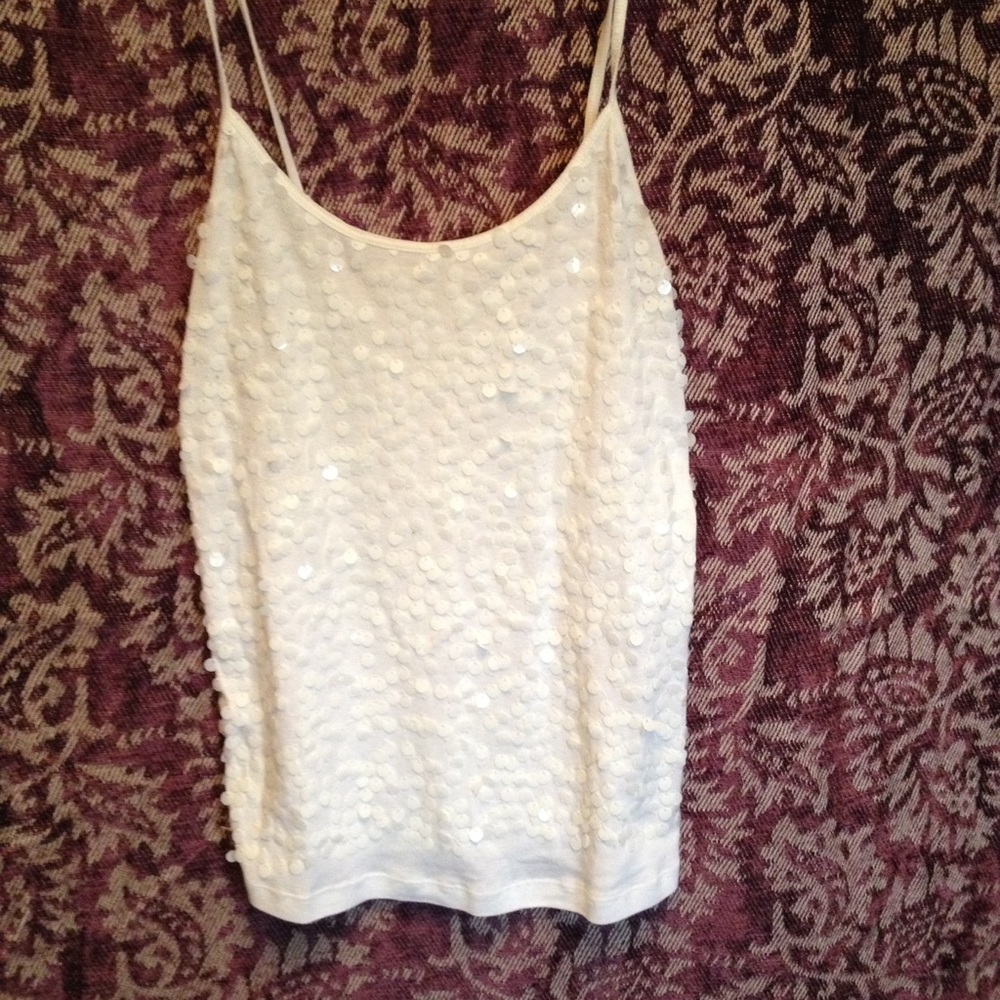 Old Navy White Sequin Tank Top