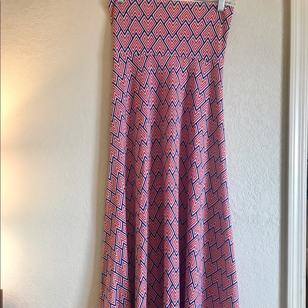 LuLaRoe XXS Maxi Red, White, and Blue Heart Print