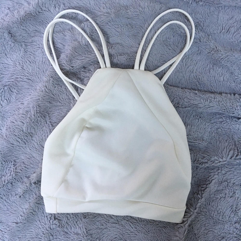 White Crisscross Back Detail Top