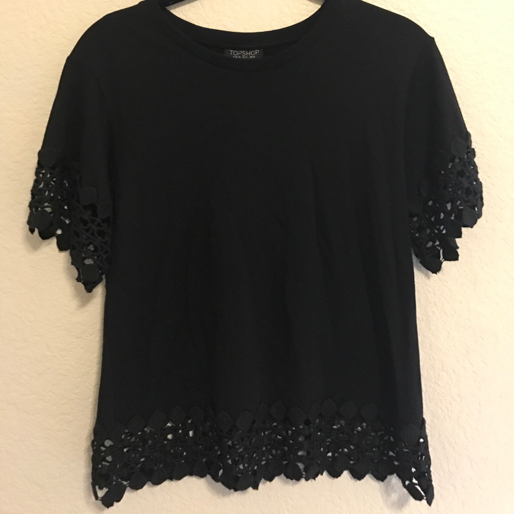 Black Topshop T-shirt with crochet detail