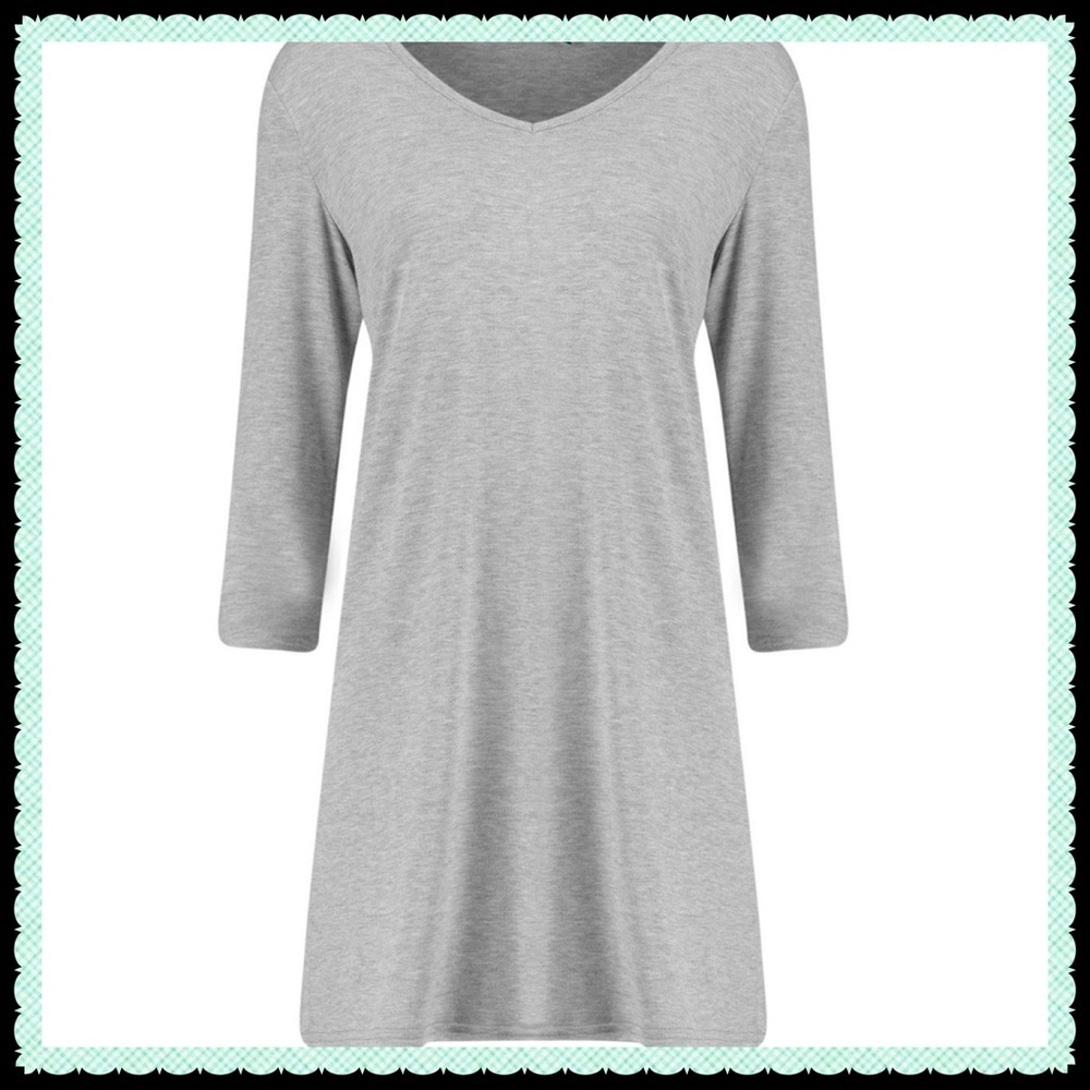 NWT🌸Super Soft Gray Viscose T-Shirt Dress🌸 - Picture 3 of 4