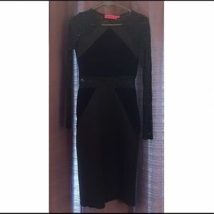 Black Bohoo Lace and Velvet Midi Dress