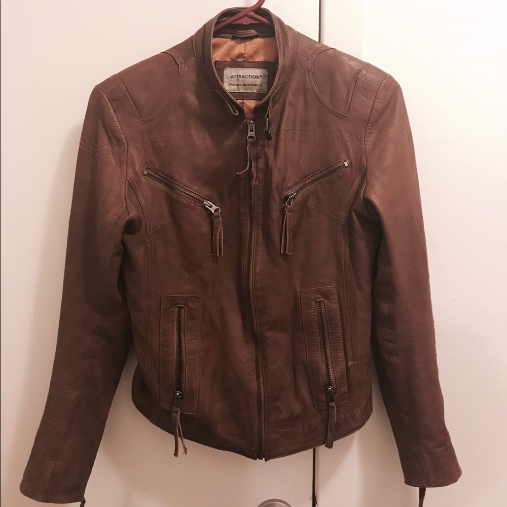 Brown leather jacket