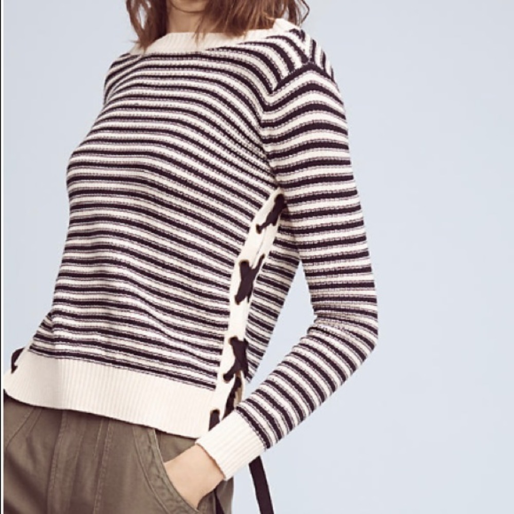 Anthropologie Ribbon and Striped Sweater