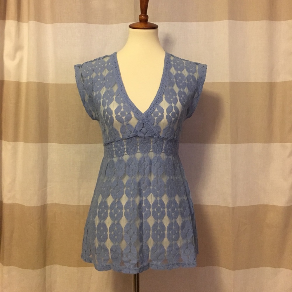 Sheer Blue Lace Top