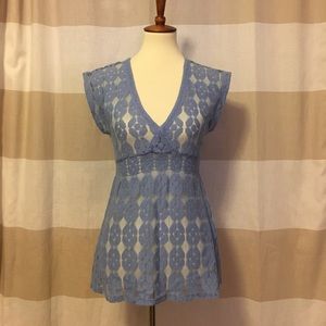 Sheer Blue Lace Top