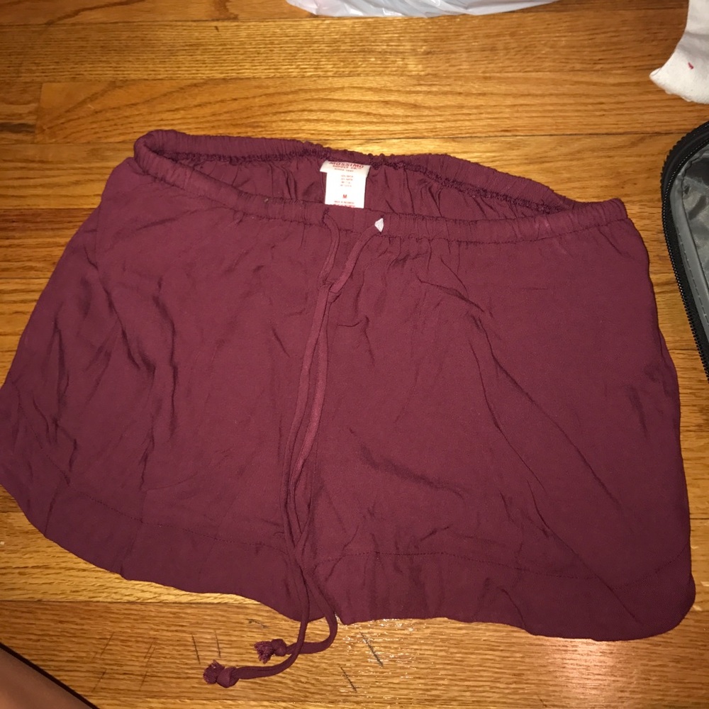 Burgundy flowy shorts