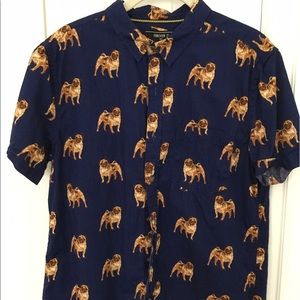 Forever 21 men shirt - blue with pugs